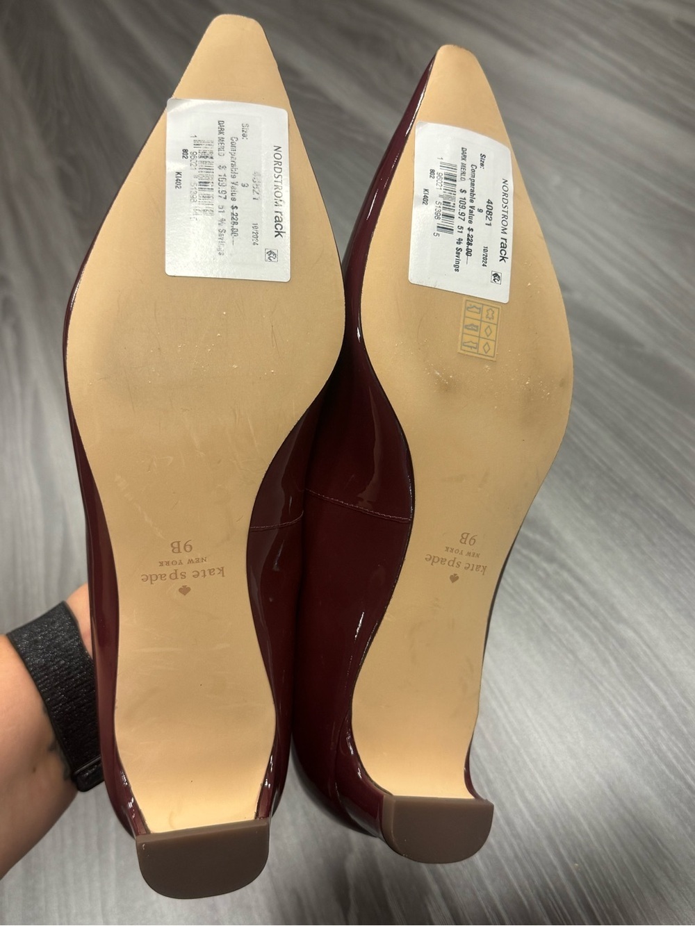 Kate Spade New York Dark Merlot Patent Leather Pointed Toe Pumps Heels Size 9B - Picture 11 of 12